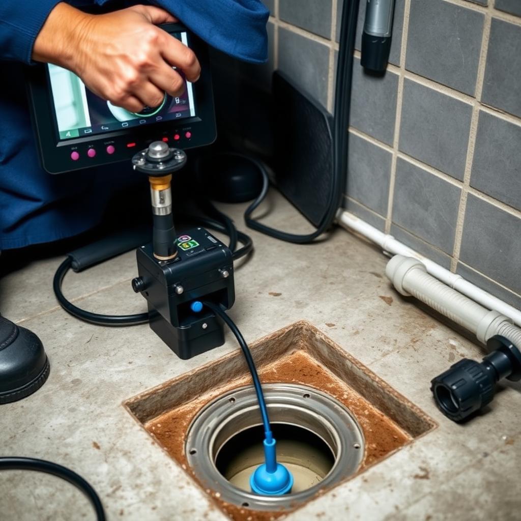 Drain camera inspection in progress